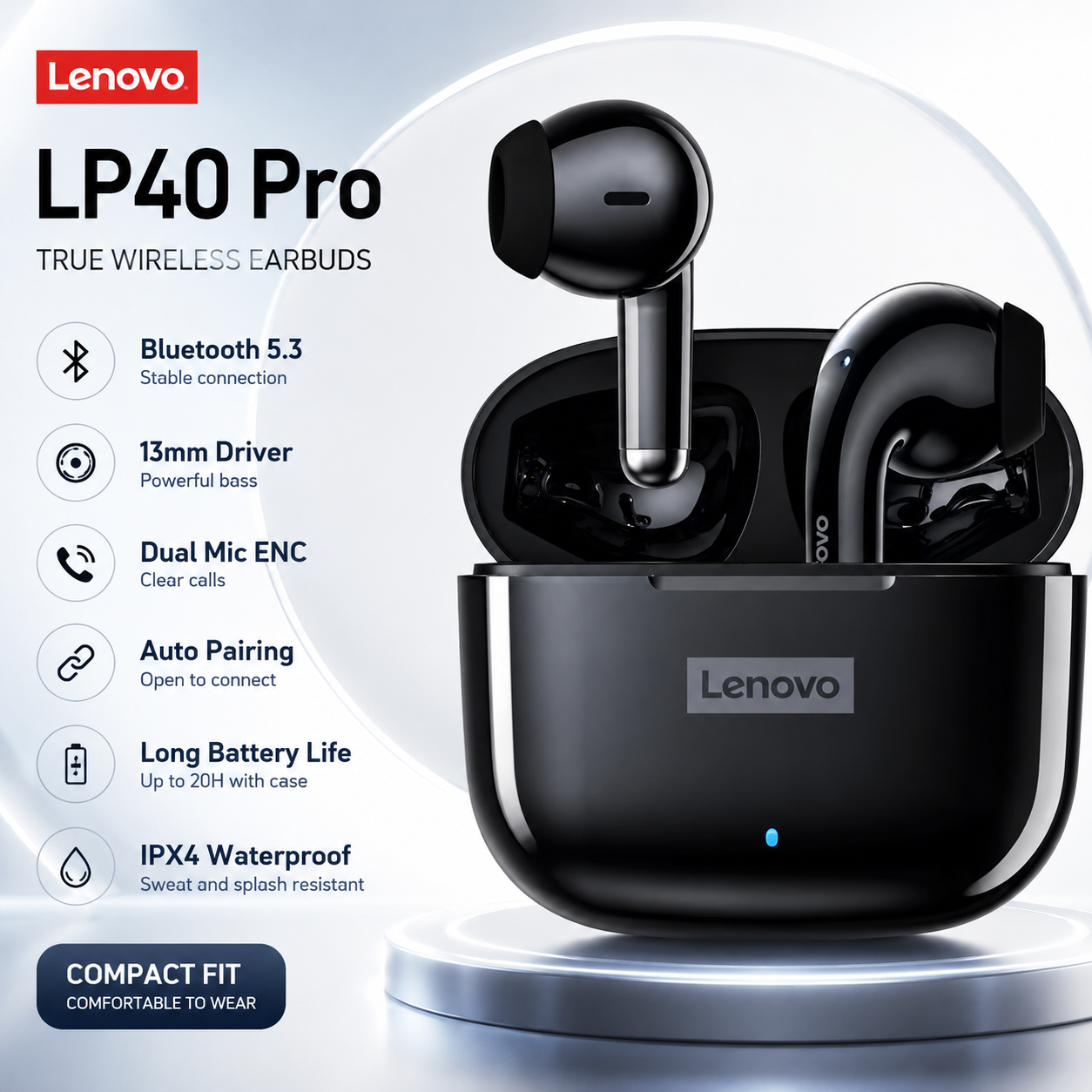 Esports Wireless Gaming Headset - Lenovo LP40 Pro Bluetooth Earbuds Low