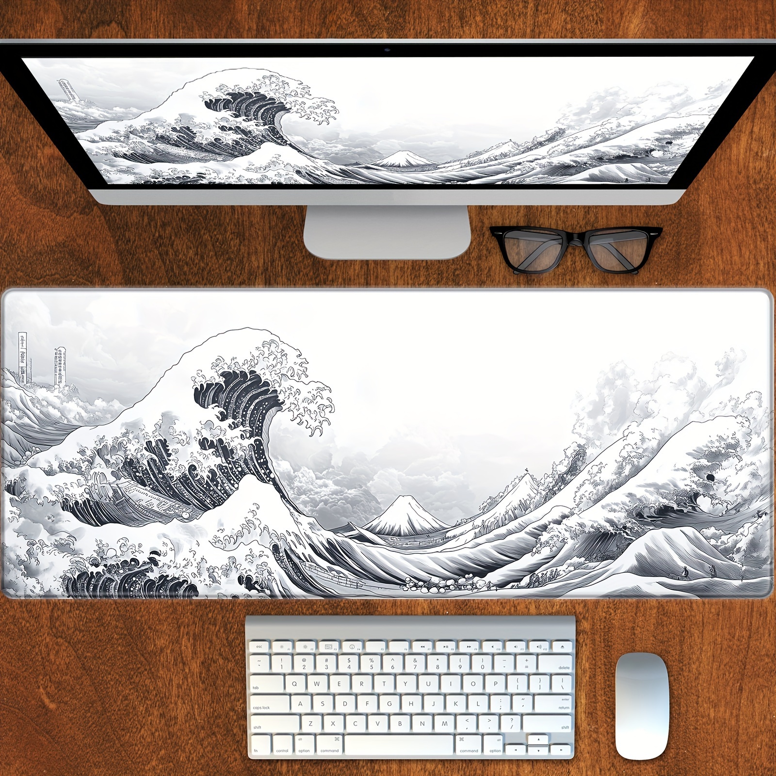 Aor Esports Gaming Desk - Grey and White Wave Gaming Mouse