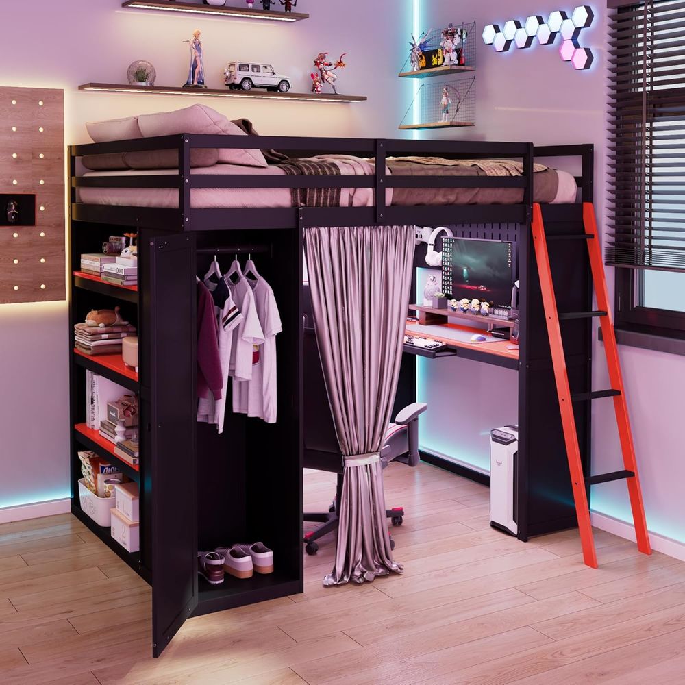 Esports Gaming Bed - ull Gaming Lot Bed with Wardrobe