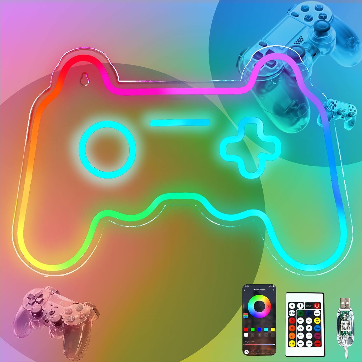Esports Gaming Remote - RGB Gamer Shape Neon Sign Gaming