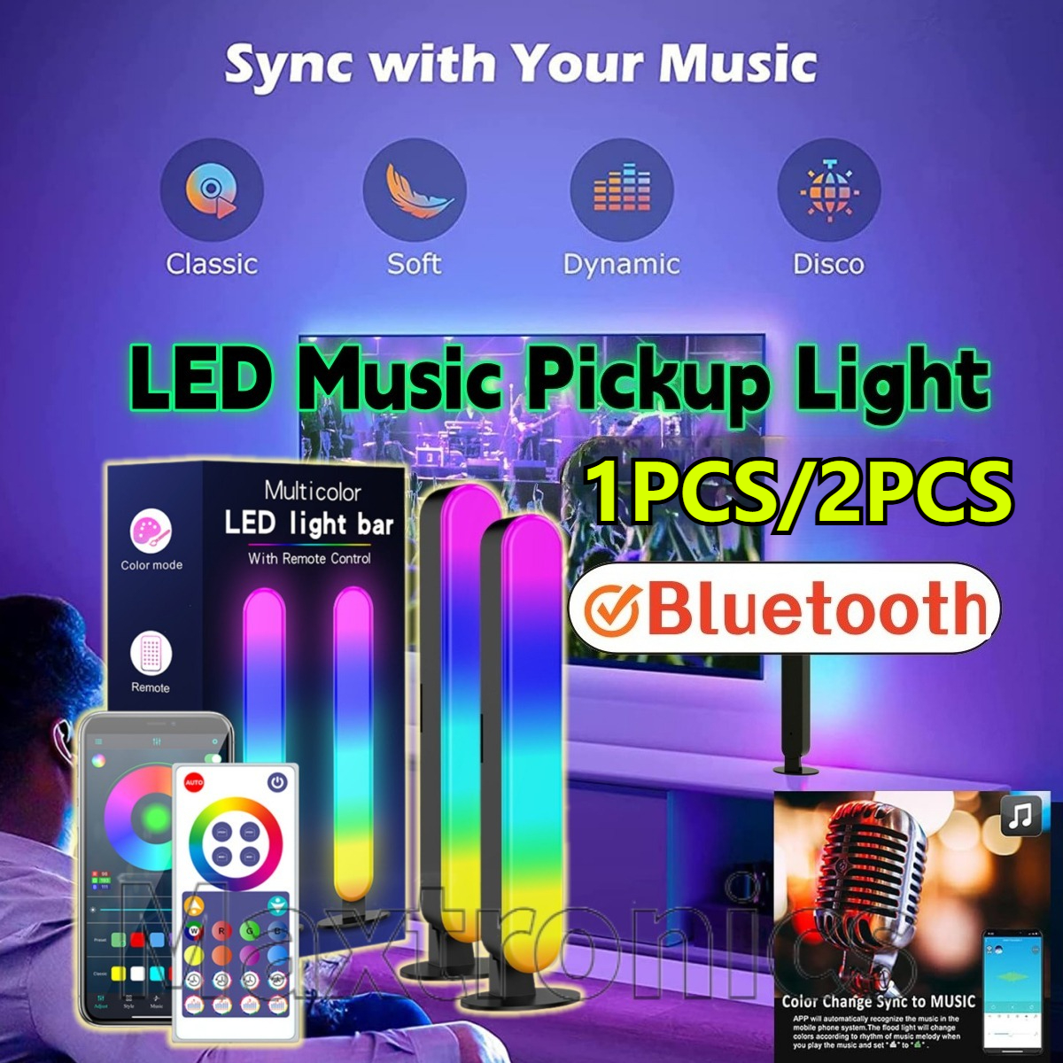 Esports Gaming Remote - LED Music Pickup Light RGB Colorful