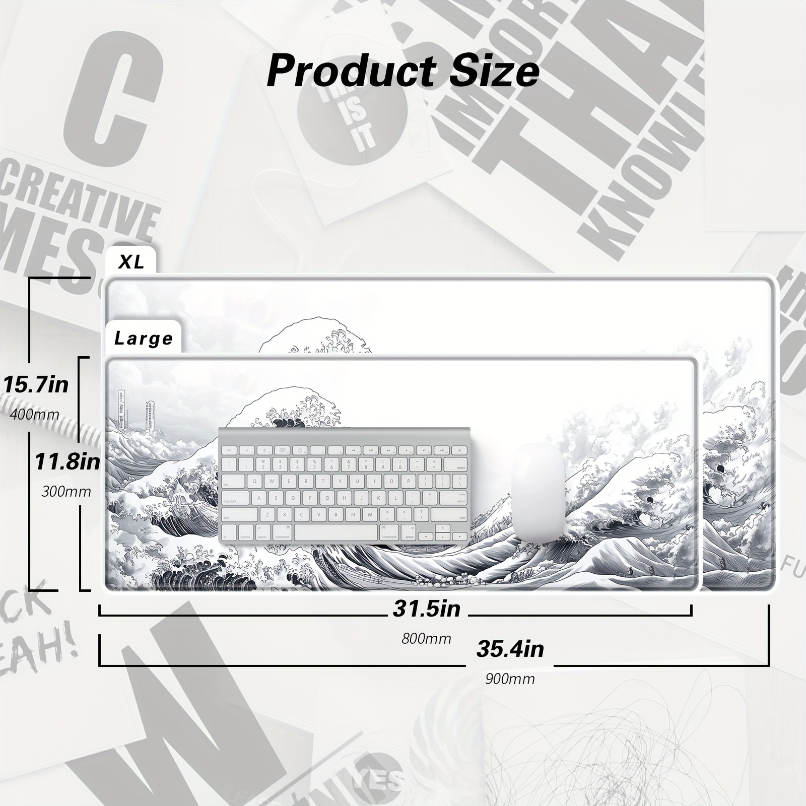 Grey and White Wave Gaming Mou - Aor Esports Gaming Desk recension och pris