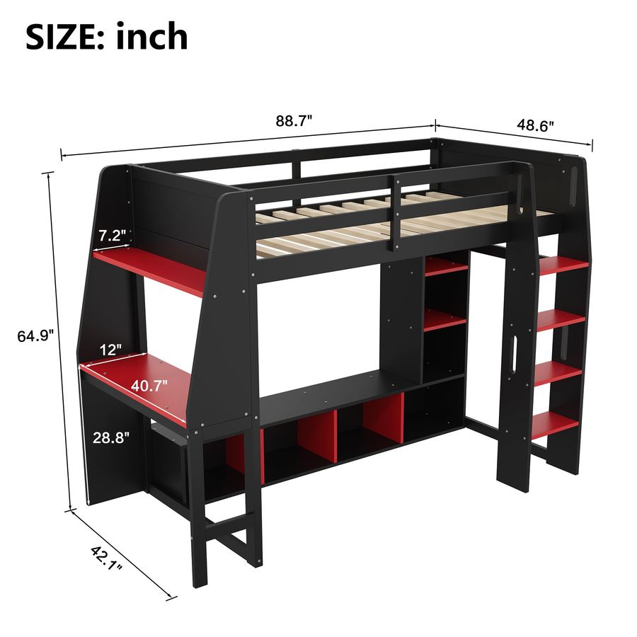 Wooden Twin Loft Bed with Gami - Esports Gaming Bed recension och pris