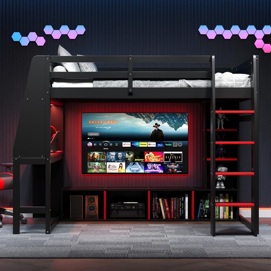 Wooden Twin Loft Bed with Gami - Esports Gaming Bed recension och pris