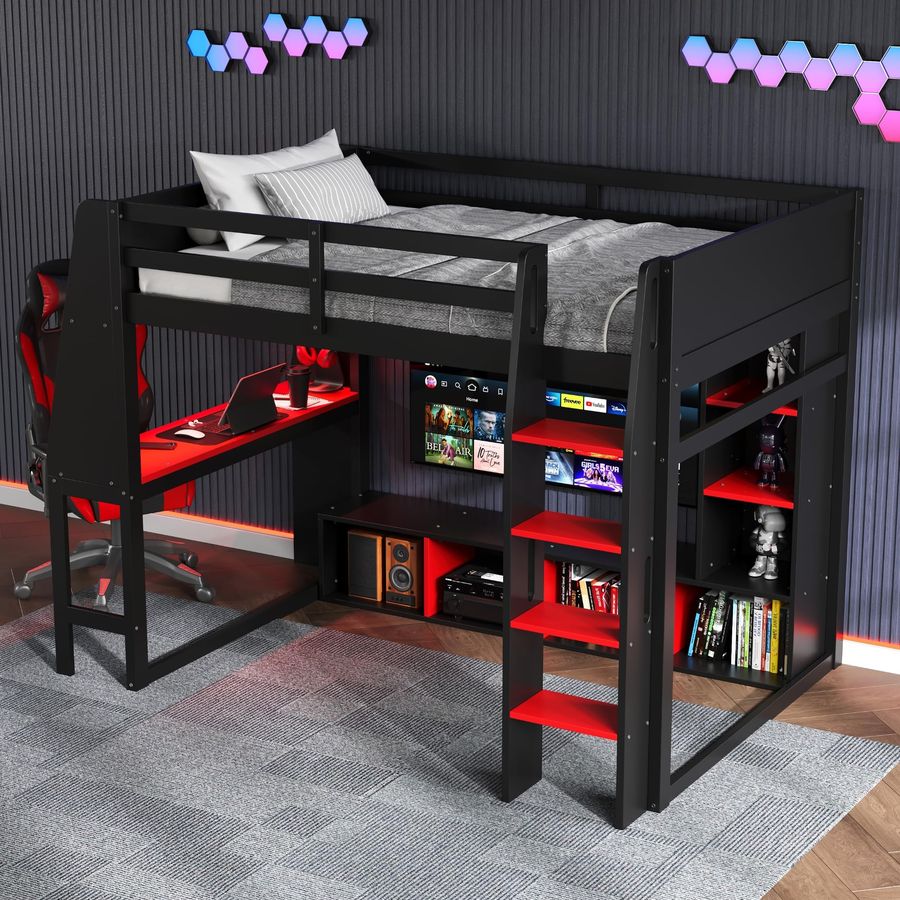 Wooden Twin Loft Bed with Gami - Esports Gaming Bed recension och pris