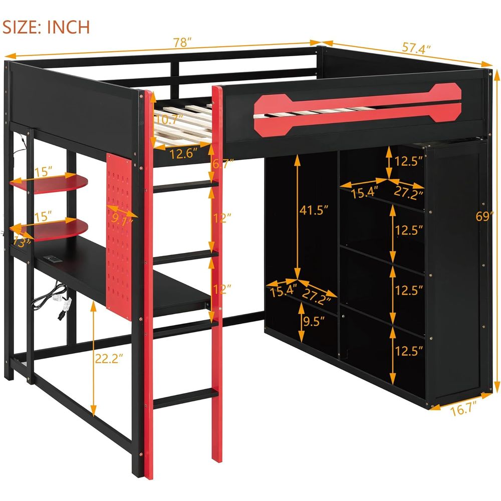 Wood ull Size Gaming Lot Bed w - Esports Gaming Bed recension och pris