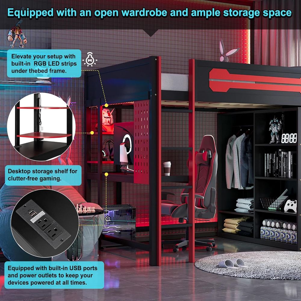 Wood ull Size Gaming Lot Bed w - Esports Gaming Bed recension och pris
