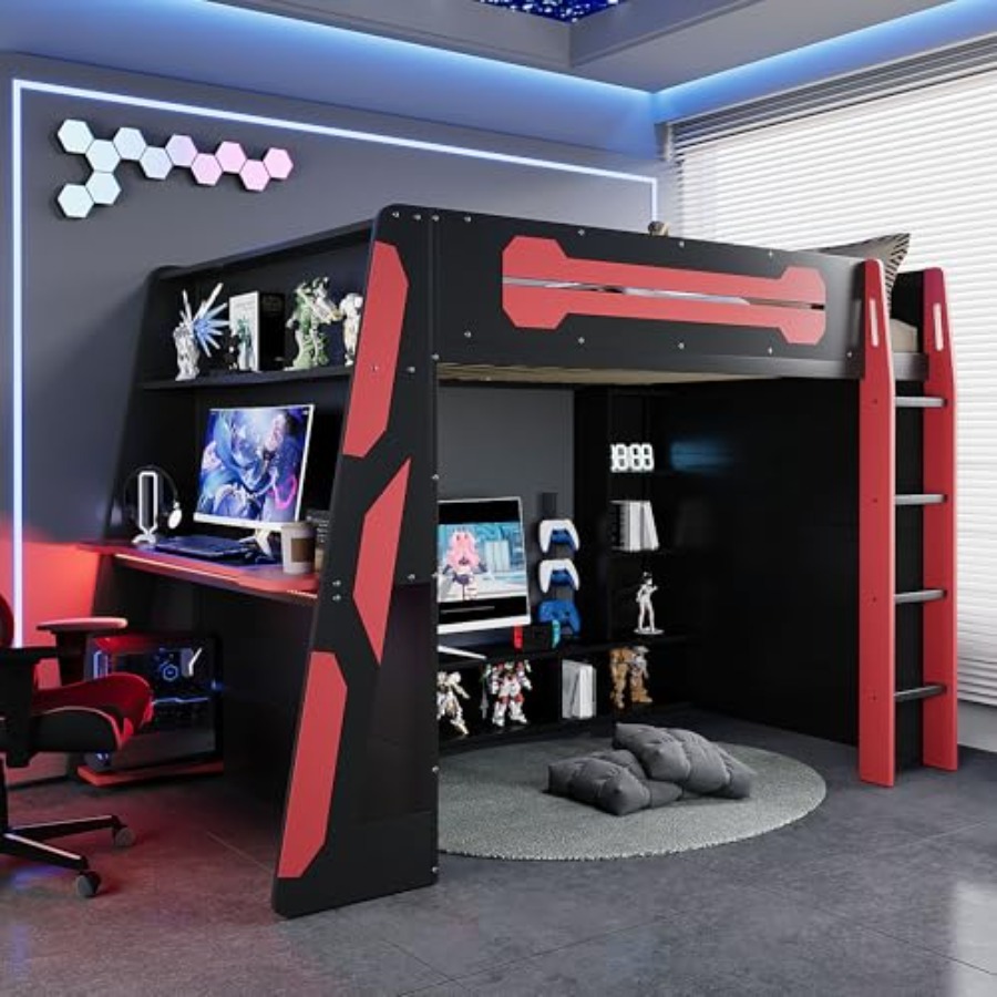 Full Size Wood Gaming Loft Bed - Esports Gaming Bed recension och pris
