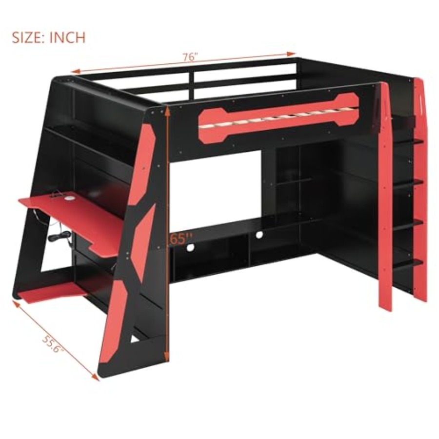 Full Size Wood Gaming Loft Bed - Esports Gaming Bed recension och pris