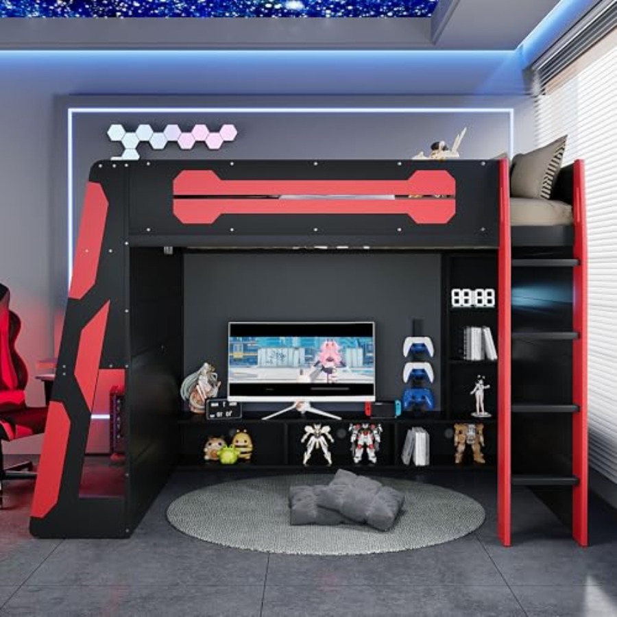 Full Size Wood Gaming Loft Bed - Esports Gaming Bed recension och pris